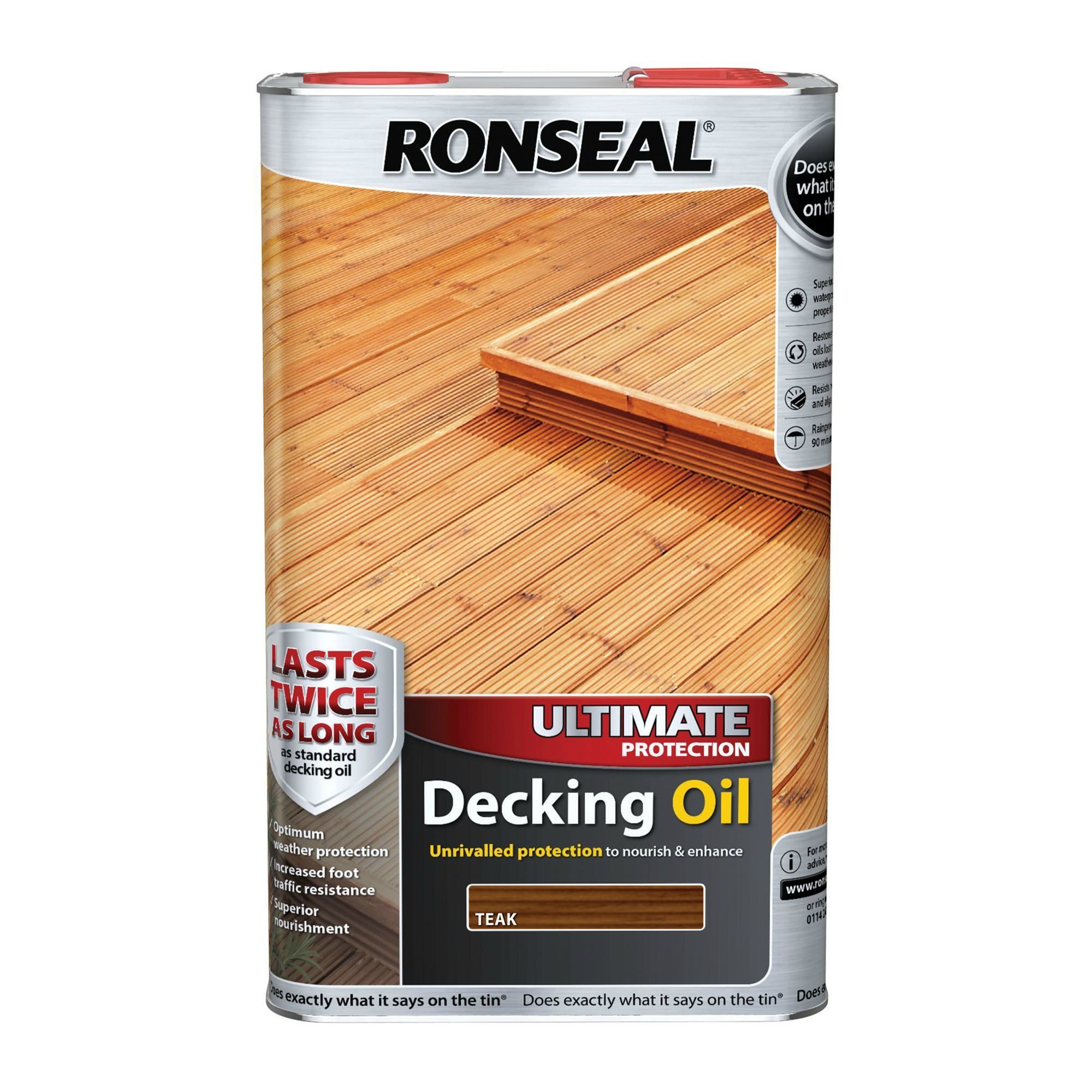 Ronseal RSLUDOT5L 5L Ultimate Protection Decking Oil - Teak